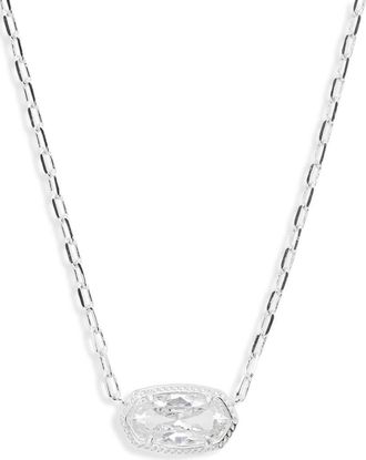 Kendra Scott Elisa Luxe Short Pendant Necklace in Silver White Cubic Zirconia at Nordstrom