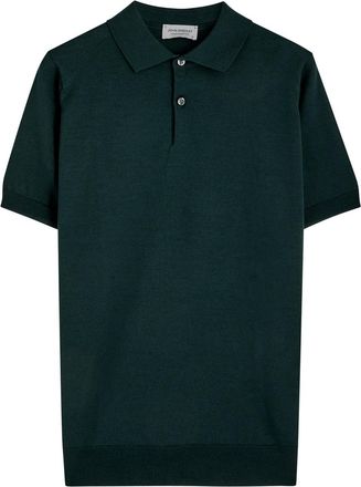 John Smedley Payton Wool Polo Shirt - Dark Green - Xxl
