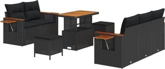 vidaXL Garden Sofa Set with Cushion with Storage Black Poly rattan vidaXL