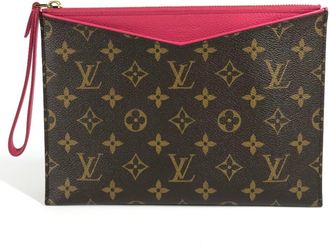 Louis Vuitton Brown Pink Monogram Clutch Bag Pochette Pouch (Pre-Owned)