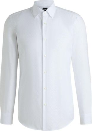 BOSS Slim-fit shirt with leaf jacquard