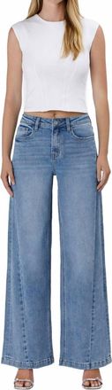 Flying Monkey High Rise Seam Detail Palazzo Jeans In Enthuse