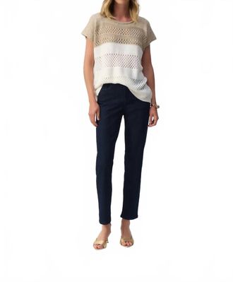 Joseph Ribkoff Color Block Knit Pullover Top In Ivory/gold