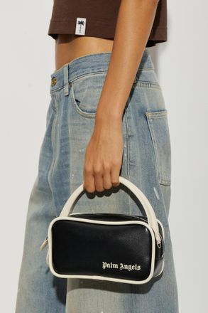 Palm Angels Leather Bag With Logo, Womens, Black