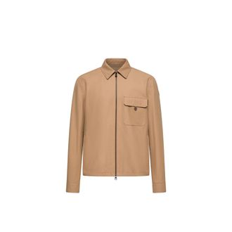 Moncler Moncler Leather Logo Cotton Blend Shirt, Men, Beige, Size: Xxl