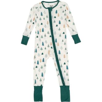 Leveret Viscose Matching Family Holiday Pajama Sleeper, Reindeer & Polar Bear Prints in Pine Tree at Nordstrom, Size 18-24M