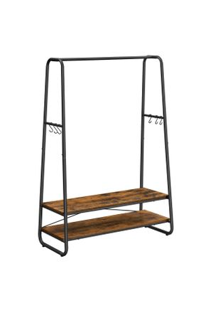 MID.YOU Mid.you Kleiderständer, Braun, Schwarz, Metall, Holzwerkstoff, 100x160x45 cm, Schuhablage, Garderobe, Garderobenständer