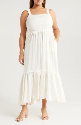 Chelsea28 Smocked Maxi Sundress in Ivory Cloud at Nordstrom Rack, Size 3X