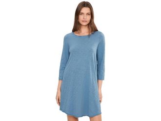 Mod-o-doc 3/4 Sleeve Twisted Crew Neck Dress Womens Dress Misty Blue : LG (US 12-14), Cotton
