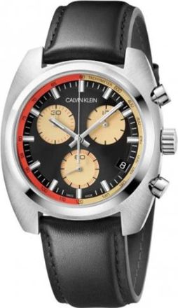 Calvin Klein Quartz Horloge met Zwarte Wijzerplaat en Leren Band - Dames - Horloges - Zwart - ONE Size - Leer - Accessoires