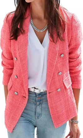 Lascana Double Breasted Boucle Blazer In Coral