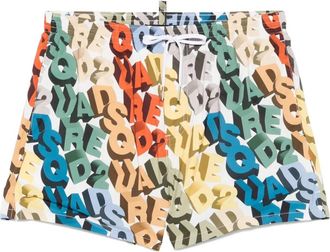 Dsquared2 Costume da bagno con logo all-over - Bianco