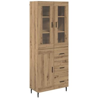 vidaXL Highboard 2 pcs Artisan Oak Engineered Wood and Glass vidaXL