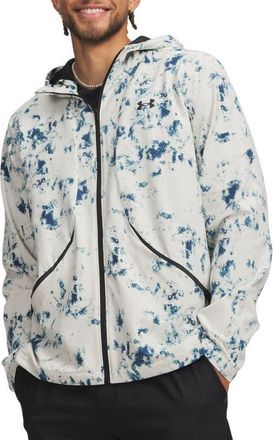 Under Armour UA Unstoppable Printed Woven Full Zip Hoodie in Summit White at Nordstrom, Size Xx-Large