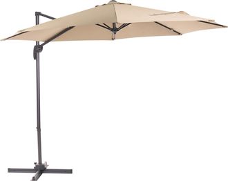 Beliani Sombrilla Voladiza De Poli&eacute;ster Beige Arena Negro 300 Cm Poste Metal Savona