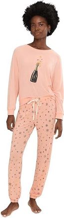 Honeydew Intimates Star Seeker Brushed Jersey Lounge Set Womens Pajama Sets Champagne Stars : SM, Spandex/Rayon/Polyester