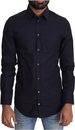 Dolce & Gabbana Klassieke Katoenen Overhemd - Zwart - Heren - Casual Overhemden - Zwart - XS - Katoen - Overhemden