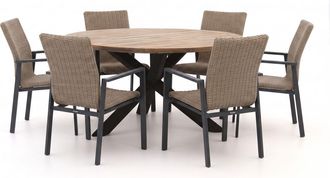 Manifesto Furniture Manifesto Villongo/ROUGH-Y &oslash;150cm dining tuinset 7-delig stapelbaar