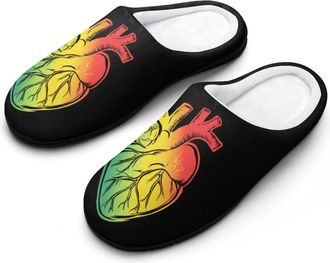 Generic Pround of Rasta Reggae Mens House Slippers Memory Foam Washable Cotton Slip on Home Shoes
