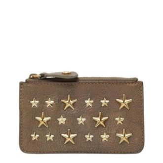 Jimmy Choo London Pre-owned Wallets, female, Gray, Size: ONE SIZE Pre-owned Star Studs Leather Coin Case