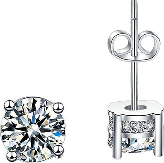 Generic Earrings For Women Silver Diamond Stud Earrings Shiny Circle Studs,Cubic Zirconia Sets Hypoallergenic Earrings Studs Small Sterling Silver Earrings Fo