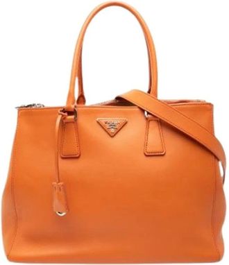 Prada Pre-owned Handbags, female, Orange, Size: ONE SIZE Pre-owned Galleria Satchel