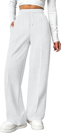 Generic Sweatpant for Women Wide Leg Joggers Winter Trouser with Pockets Baggy Sweatpants Elastic Waist Drawstring Pants for Sports Loose Joggers Bottoms Athl