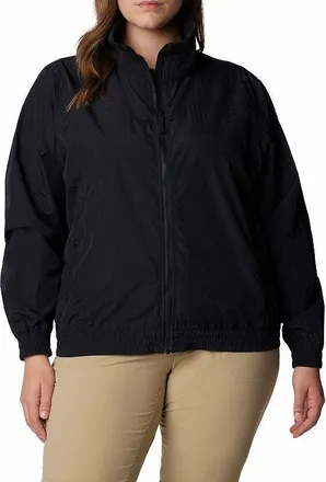 Columbia Time Is Right Jacket Womens Black Nylon Full Zip Windbreaker FTS680