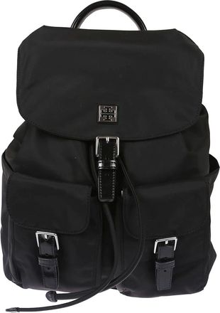 Tory Burch Backpacks, female, Black, ONE SIZE, Nylon Backpack with Leather Details