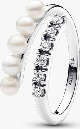Pandora Freshwater Cultured Pearls Pave Open Ring, Size 48