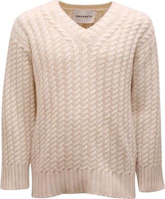Amaranto M6001 Maglione Wol/Kasjmier V-hals Trui - Heren - V-hals truien - Wit - S - Wol - Truien & Vesten