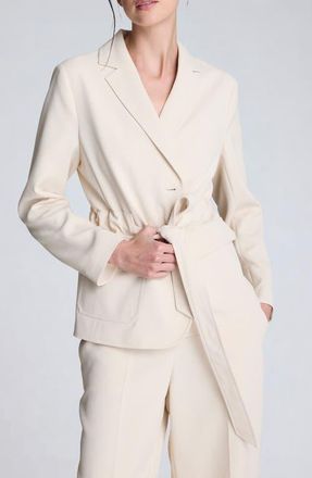 Kenneth Cole Vision Belted Stretch Twill Jacket in Oyster at Nordstrom, Size Medium