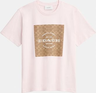 Coach Womens Signature Square T Shirt - Pink - Size X-Small
