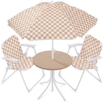 Best Choice Products Kids Outdoor Table and Chair Set with Umbrella, 3-Piece Foldable Toddler Picnic Set Ages 2-5