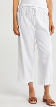 DKNY Drawstring Waist Linen Blend Pants in White at Nordstrom Rack, Size X-Small