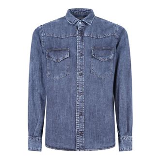 Original Vintage Heren, Overhemden, Blauw, Maat: M Denim