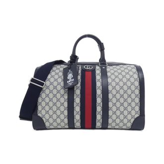 Gucci Beige Blue Gg Supreme Leather Boston Bag (Pre-Owned)