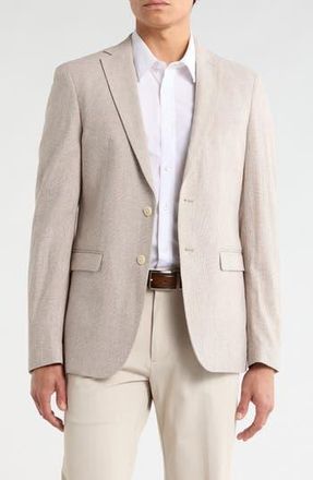 John Varvatos Plaid Linen & Cotton Sport Coat in Brown at Nordstrom Rack, Size 42S