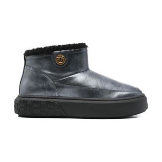 Pinko Zwarte enkellaarzen voor vrouwen - Dames - Winterlaarzen - Zwart - 38 EU - Leer - Schoenen