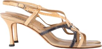 Manolo Blahnik Pre-owned Womens Snakeskin-Embossed Sandal Heels in Nude Leather - Size EU 40