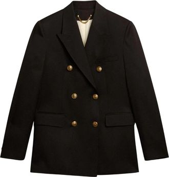 Golden Goose Zwarte double-breasted jas met gouden sterren - Dames - Blazers - Zwart - 2XS - Wol - Jassen