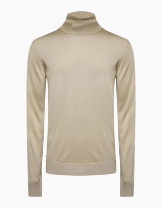 HUGO BOSS Mens San Thomas-M Rollneck Sweater - Cream - Size: 42