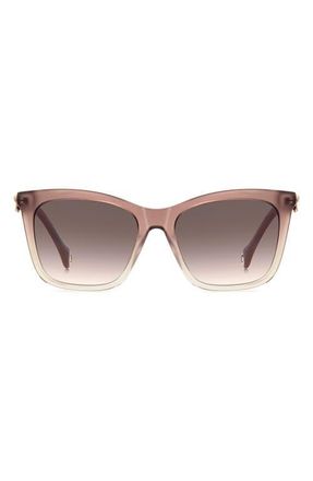 Carolina Herrera Her 55mm Gradient Rectangular Sunglasses in Sand/Pink at Nordstrom