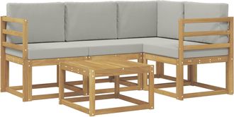 vidaXL Conjunto De Sof&aacute;s De Exterior 5 Uds. Blanco Y Gris Claro Vidaxl