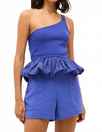 Marie Oliver Mia Crepe Side Zip Short In Cobalt