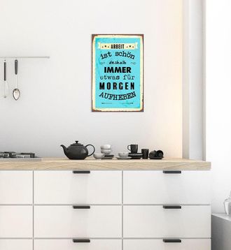 Queence Metallbild »Arbeit für Morgen« Schriftzug Schriftzüge 1 Stk. tlg. Stahlschilder