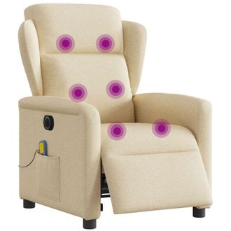 vidaXL Sill&oacute;n Reclinable De Masaje El&eacute;ctrico Tela Color Crema Vidaxl