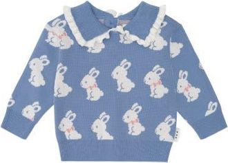 Huxbaby Bunny Field Frill Collar Pullover in Bijou Blue at Nordstrom, Size 6-12M Au