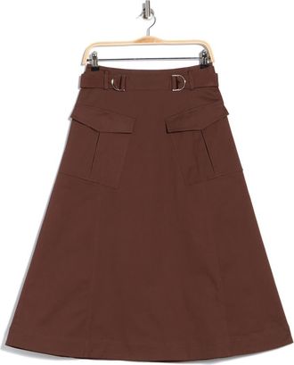 Derek Lam Philomena Stretch Cotton Utility Skirt in Coffee at Nordstrom Rack, Size 12