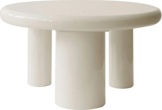 Oviala Mesa de centro redonda de 70 cm en MDF lacado en marfil